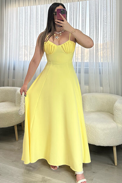 Sisparkle Perlaine İstiridye Göğüs Detaylı Elbise