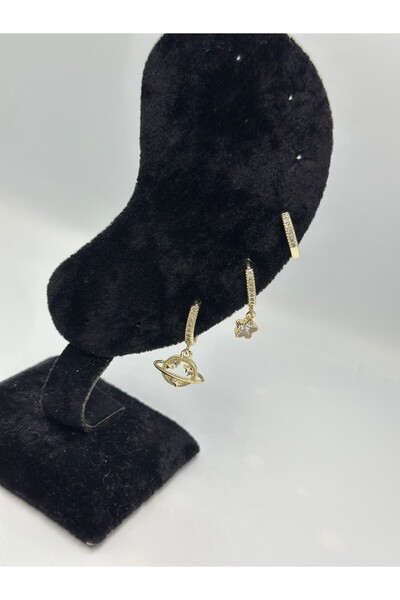 MyladyAccessoriess Planet Detailed Set Earrings (Steel) Gold
