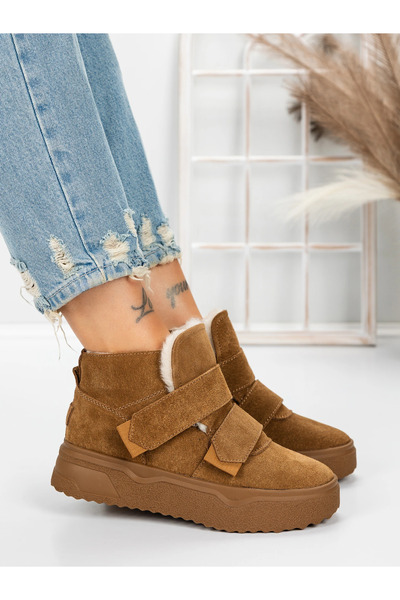 Pantoful Γυναικείες Μπότες από Γνήσιο Δέρμα 5SZ6 Κίτρινες