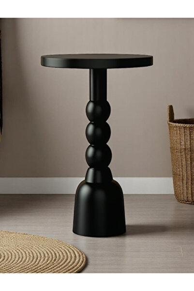 AYLESA Doğal Ahşap Tekli Siyah Mantar Yan Sehpa Modern Fiskos Zigon Çiçeklik ...