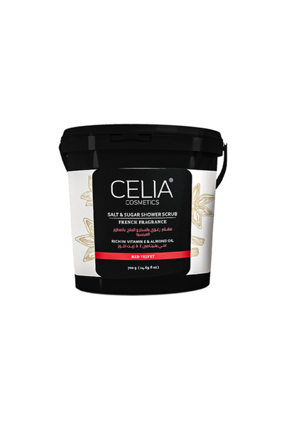 Celia مقشر الاستحمام بالملح والسكر ريد فيلفيت - 700 غرام