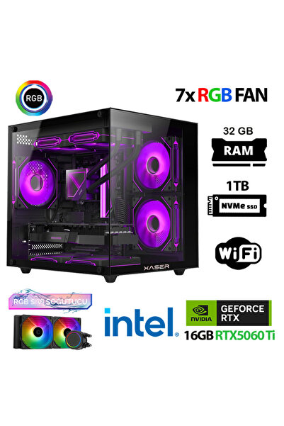 XASER Eco X220 i9 14900KF 32GB DDR5 Ram 1TB M.2 NVMe SSD 16GB RTX5060Ti Sıvı ...