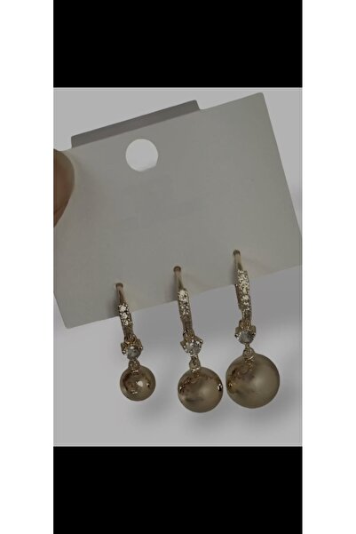 Aylish Bijuteri مجموعة أقراط دائرية معلقة من الذهب مكونة من 3 قطع