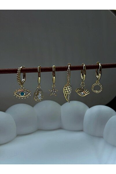 GİS JEWELRY 6’lı Charm Premium Küpe Seti