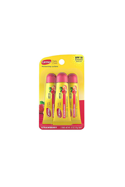Carmex مرطب شفاه يومي بعامل حماية من الشمس 15 بنكهة الفراولة، 3 أنابيب