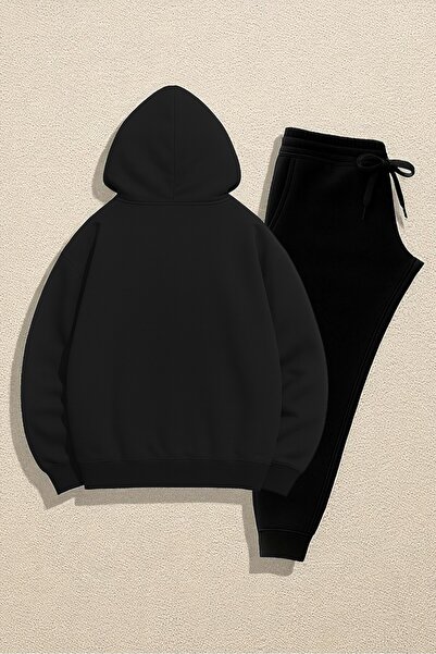 uyguntarz Unisex Enjoy Σετ φούτερ και φούτερ με στάμπα μεγάλου μεγέθους