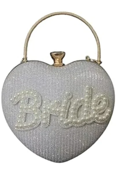 Just Pretty Corner Sparkling Pearl & Rhinestone BRIDE Clutch Bag