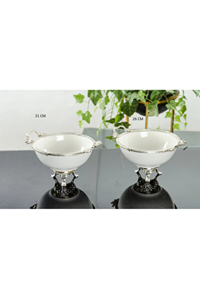 BULUTHOMEAKSESUAR 2 Pieces Porcelain Salad Presentation Bowl Silver