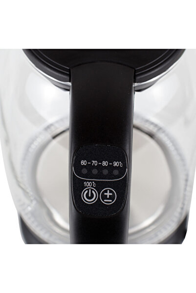 Zilan Fierbător electric din sticlă cu iluminare LED, temperatură controlată, 1,7 l, 2200 W ZLN3956