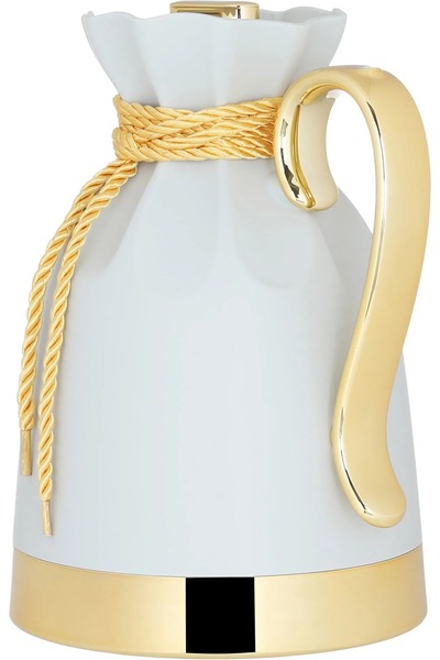 Everest Balqis Thermos, 1 liter, golden handle, thermal glass inner shell light gray