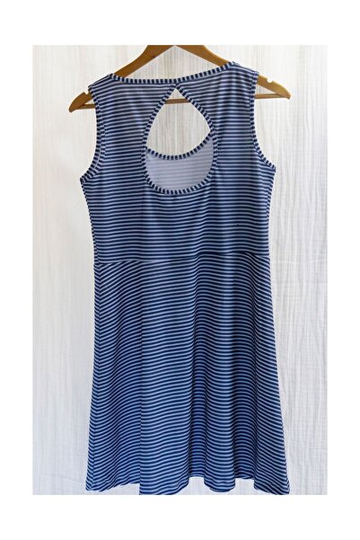 Perky Moth %100 Pamuk Süprem Kumaş Kadın Sıfır Kol Sırt Dekolteli Dijital Baskılı Yazlık Mini Elbise