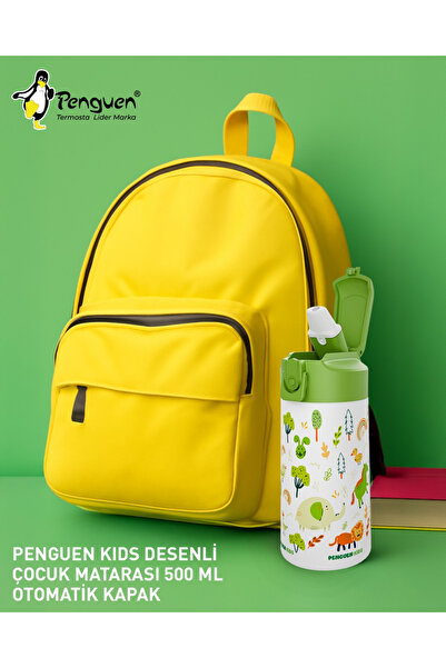 Penguen 500ML Çocuk Su Matarası | Paslanmaz Çelik | Pipetli | BPA Free | Sızdırmaz Kapaklı