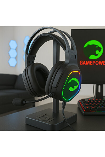BiSistem Kyruse Gri 7.1 Surround RGB Gaming Titreşimli Kulaklık + Stand Set