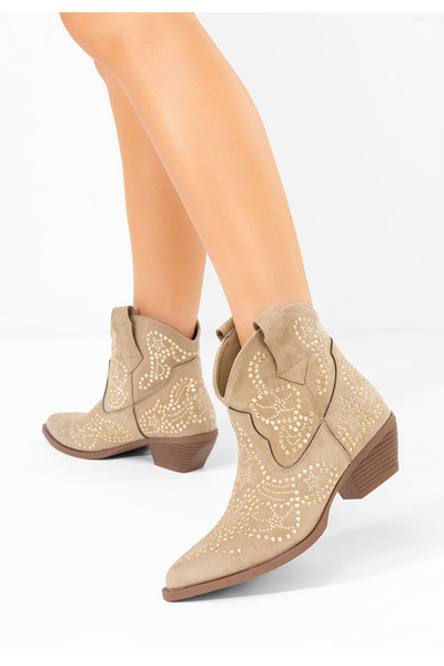 B T Shoes Γυναικεία Μποτάκια Cowboy Ninna χακι
