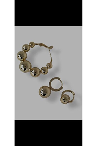 Aylish Bijuteri مجموعة أقراط دائرية ذهبية مكونة من 3 قطع