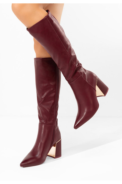 B T Shoes vysoké kozačky Emalia bordo