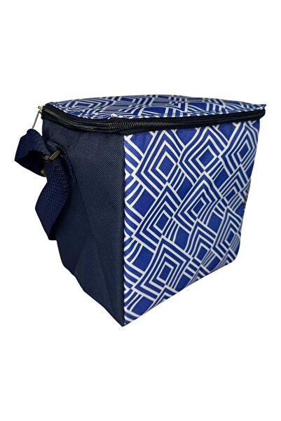 OEM Geantă izotermă 5.5L, 19x15x20 cm, albastră și albă cu mâner reglabil și fermoar