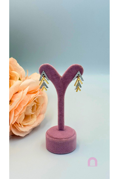 Moond Accessories Çelik Taşlı Gold Küpe