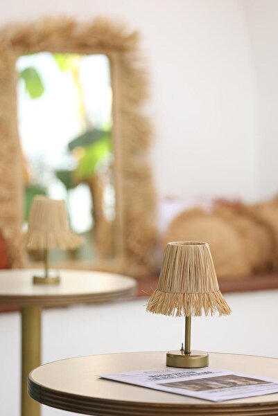 Maison Avf Rafya & Hasır Masa Üstü Kablosuz Pilli Saçaklı - Alt Uzun Eskitme ...