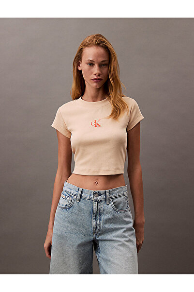 Calvin Klein Woman Pink A- Monogram Baby Tee T-Shirts