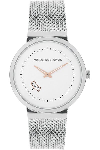 French Connection Analog Dial Men's Watch, Silver, Bracelet
