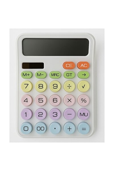 OEM Calculator de birou Karuida alb, solar, 16 x 12.3 cm, taste mari colorate, ecran LCD, alimentare dua
