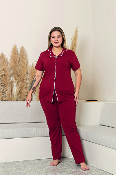 Line Smart Жіночий 100% бавовняний високоякісний комплект піжами з коміром на ґудзиках та короткими рукавами