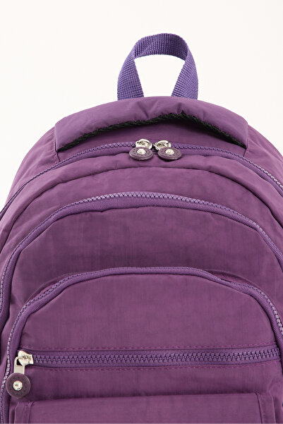 GALB Premium Waterproof Crinkle Fabric High School and Middle School Backpack + Keychain Purple