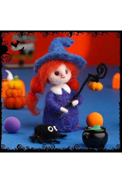 NO BRAND Set de împâslire cu ac Doxiru, set de început pentru împâslire cu ac de Halloween, set de lână de împâslire mov cu ac