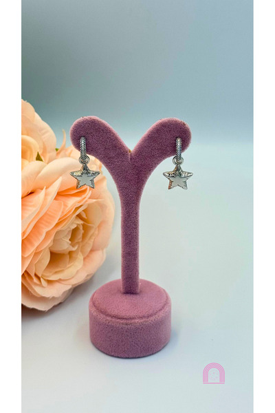 Moond Accessories أقراط نجمة فضية من الفولاذ