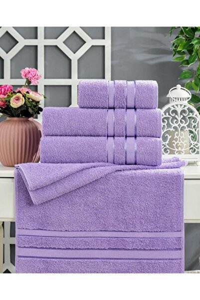 FAMİLYA TEKSTİL طقم مناشف حمام مكون من 4 قطع قطن، قطعتان مقاس 70 × 140 سم، قط...