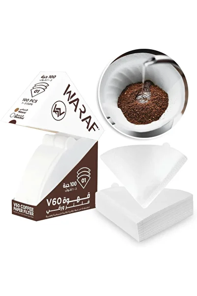WARAF 100pcs High Quality Japanese Paper Cone Shape V60 White Paper Coffee Filters Size 01 1-2