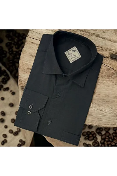 GÖMLEK GALERİSİ Classic Comfortable Wide Cut Straight Long Sleeve Men's Shirt