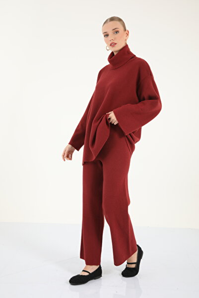 Suede Style 40938 - Stylish Comfortable Knitwear Fisherman Collar Top and Bot...