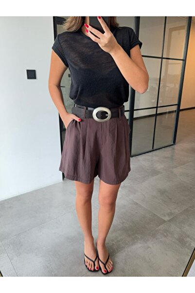 BB Bensu Buyruk KAHVERENGİ BERMUDA ŞORT