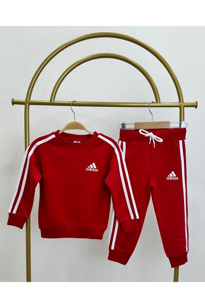 Karan Kids Unisex Children's Striped Red Top and Bottom Set