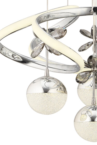 Dekorluna Modern Luvina Krom 3 Renk Işık Özellikli Power Led Kaplama Sarkıt Led Avize Salon Avize