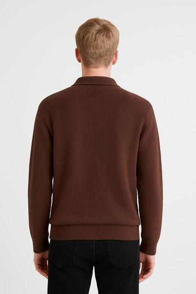 ribana Men's Full Mold Solid Color Polo Neck Zippered Long Sleeve Knitwear Sweater - Lp903