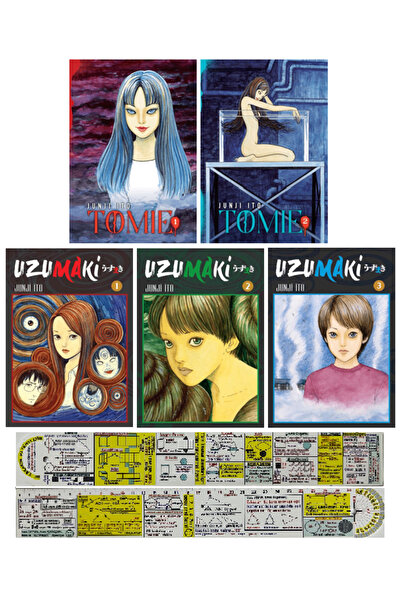 Gerekli Şeyler Yayıncılık Junji İto 5'li Manga Seti / Tomie 1-2 + Uzumaki 1-2-3 + Mat. Öğreten Cetvel