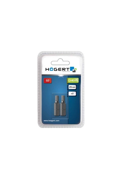 HOEGERT Set 2 bucăți, biți de șurubelniță, HEX H5, 25mm HOGERT HT1S345