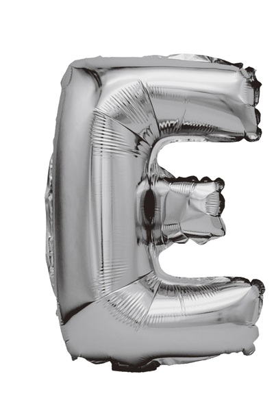 SDX Market Silver metallic foil balloon, Mirific Party, Letter E, 40 cm, Silver
