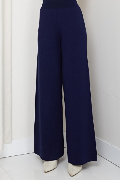 KAYA BUTİK fatella kadın rahat kalıp geniş paça beli lastikli triko pantolon