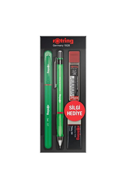 Rotring مجموعة أقلام Visuclick Gel School مع مجموعة أقلام بسن 0.7 مم باللون الأخضر