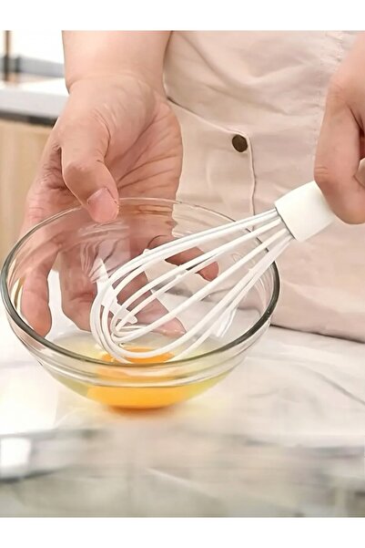 Multiamo 2-Piece Silicone Cake Ayran Soup Mixer Egg Pudding Sauce Cream Cheese Whisk Beater Black