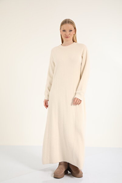 Suede Style 40961 - Stylish Comfortable Biscuit Collar Full Length Women's Dress