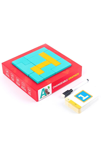 SDX Market Joc educativ de puzzle 3D din lemn, dezvoltă gândirea logică, Tangram