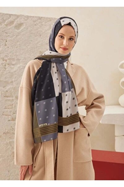 PİRAMİT شال كارديون ميدينا الحريري موديل آسيوي أسود رمادي