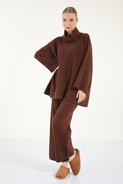 Suede Style 40938 - Stylish Comfortable Knitwear Fisherman Collar Top and Bot...