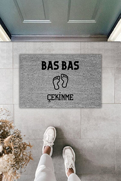 Dormot Dekoratif Dijital Paspas Gri Bas Bas Çekinme Kapı Önü Paspası 70x45cm