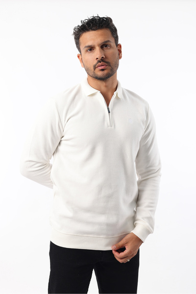 Rodrigo Men's Zippered Polo Neck Slim Fit Sweatshirt